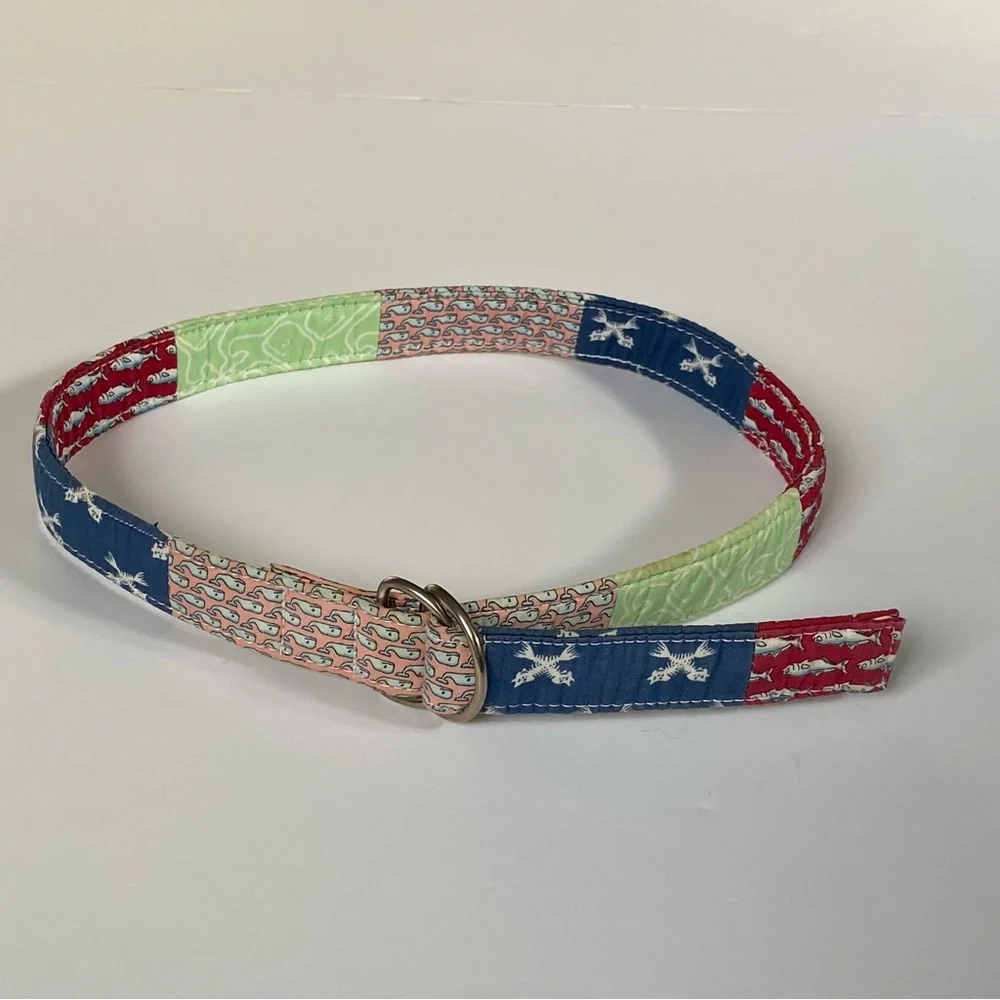 Vineyard Vines Belt Size Large Boy’s D Ring Canvas D-Ring Patchwork Preppy girls